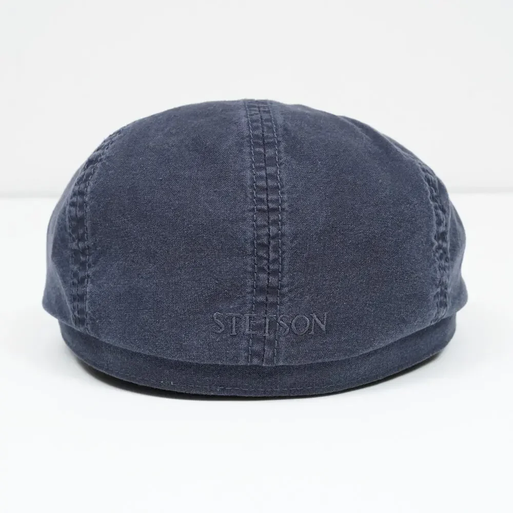 Stetson Delave Hatteras Cap Navy Organic Cotton Newsboy Ivy Hat Size S